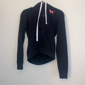 Victoria's Secret PINK Black Hoodie with Blue Logo Trim